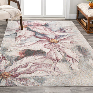 Pastello Modern Abstract Muted Flowers Area Rug