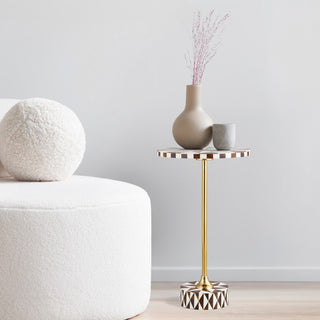 Calix 23.5" Contemporary Minimalist Metal/Resin Round End Table - JONATHAN Y
