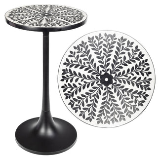 Nysha 25" Modern Bohemian Metal/Resin Inlay Top End Table