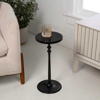 Lulu 19.5" Art Deco Classic Pedestal Round Metal Drink Table and Decorative End Table