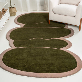 Whimsical Modern Border Geometric Handwoven Wool Area Rug