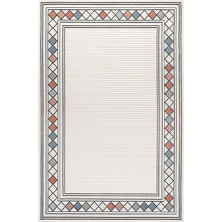 Sebastian High-low Modern Diamond Border Indoor/Outdoor Area Rug