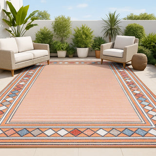 Sebastian High-low Modern Diamond Border Indoor/Outdoor Area Rug