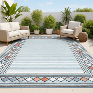 Sebastian High-low Modern Diamond Border Indoor/Outdoor Area Rug