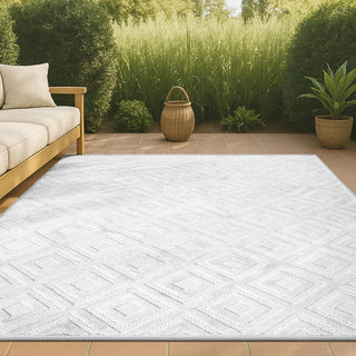 Portmany Neutral Diamond Trellis Indoor/outdoor Area Rug