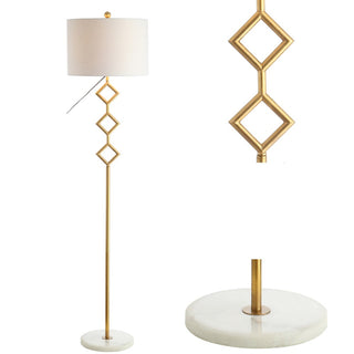 Diamante 61.5" Modern Gilt Metal with Marble Based LED Floor Lamp - JONATHAN Y