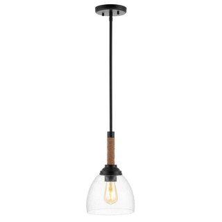 Alys 7.63" Adjustable Rope Wrap Modern Rustic Iron/Glass LED Pendant - JONATHAN Y