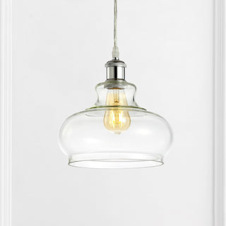 Hampton 9.38" Adjustable Iron/Glass Pharmacy LED Pendant - JONATHAN Y