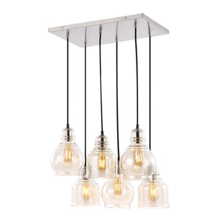 Sydney 18.88" Bohemian Farmhouse Iron/Glass Cluster LED Pendant - JONATHAN Y