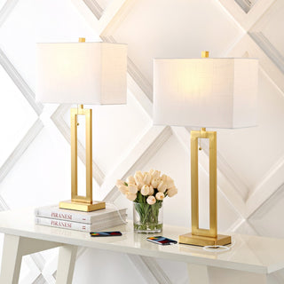 Sabrina 28.5" Vintage Industrial Iron LED Table Lamp with Pull-Chain and USB Charging Port - JONATHAN Y