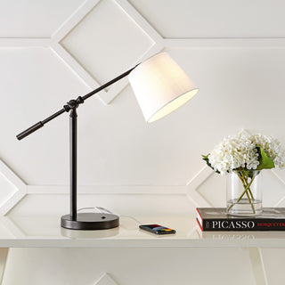 Troy 24" Classic Contemporary Iron LED Task Lamp with USB Charging Port - JONATHAN Y
