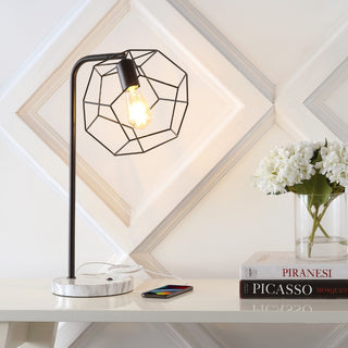 Penta 23.5" Industrial Farmhouse Head-Adjustable Iron LED Task Lamp with USB Charging Port - JONATHAN Y