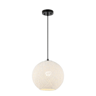 Lacey Bohemian Minimalist Iron/Rope Woven Globe LED Pendant - JONATHAN Y
