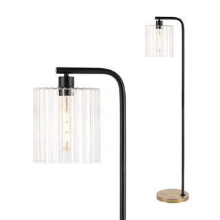 Easton 60.75" Modern Minimalist Metal/Ribbed Glass LED Floor Lamp - JONATHAN Y