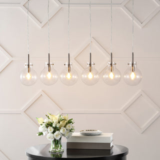 Harlow 40.5" Modern Contemporary Round Glass/Iron LED Linear Pendant - JONATHAN Y