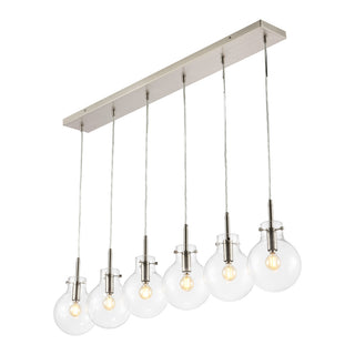 Harlow 40.5" Modern Contemporary Round Glass/Iron LED Linear Pendant - JONATHAN Y