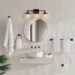 Avalon 26" 3-Light Farmhouse Cottage Vanity Light with Bathroom Hardware Accessory Set - JONATHAN Y