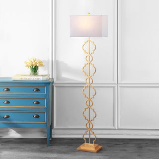 Selina 64.5" Iron Ogee Trellis Modern LED Floor Lamp - JONATHAN Y