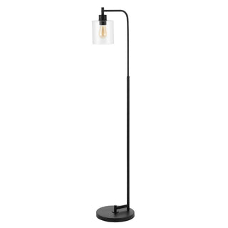 Axel Modern 60" Iron/Seeded Glass Farmhouse Industrial LED Floor Lamp - JONATHAN Y
