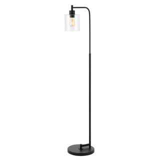Axel Modern 60" Iron/Seeded Glass Farmhouse Industrial LED Floor Lamp - JONATHAN Y