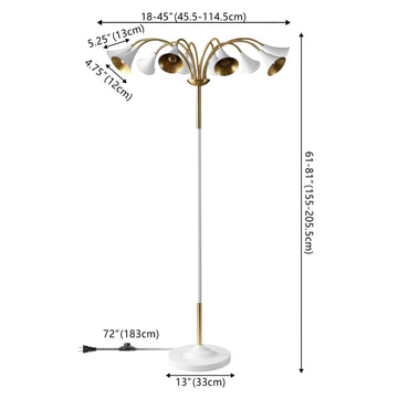 Vivian 61" 10-Light Mid-Century Modern Iron Medusa Multi Head LED Floor Lamp - JONATHAN Y