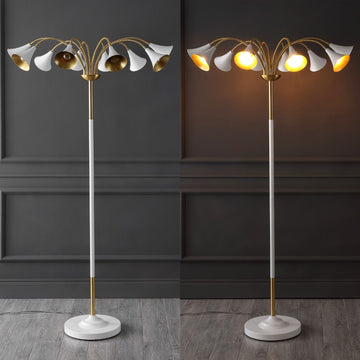 Vivian 61" 10-Light Mid-Century Modern Iron Medusa Multi Head LED Floor Lamp - JONATHAN Y