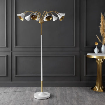 Vivian 61" 10-Light Mid-Century Modern Iron Medusa Multi Head LED Floor Lamp - JONATHAN Y