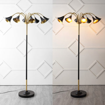 Vivian 61" 10-Light Mid-Century Modern Iron Medusa Multi Head LED Floor Lamp - JONATHAN Y
