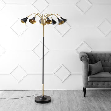 Vivian 61" 10-Light Mid-Century Modern Iron Medusa Multi Head LED Floor Lamp - JONATHAN Y