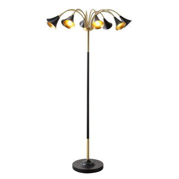 Vivian 61" 10-Light Mid-Century Modern Iron Medusa Multi Head LED Floor Lamp - JONATHAN Y
