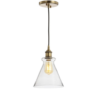 Goldwater 7.5" Adjustable Drop Metal/Glass LED Pendant - JONATHAN Y