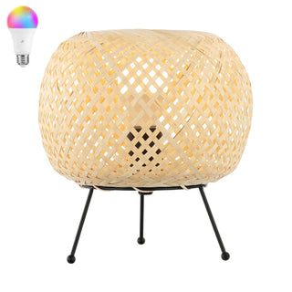 Palma 10.75" Bohemian Rustic Iron/Rattan LED Mini Table Lamp with Smart Bulb - JONATHAN Y