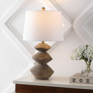 Laken Minimalist Coastal Resin/Iron 3-Stack Cairn LED Table Lamp - JONATHAN Y