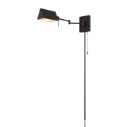 Arlo Farmhouse Industrial Single Swing Arm Plug-In or Hardwired Iron LED Wall Sconce with Pull-Chain