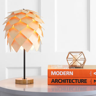 Simon 20.5" Pinecone Wood/Metal LED Table Lamp - JONATHAN Y