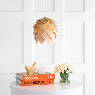 Simon 11.75" Pinecone Wood LED Pendant - JONATHAN Y