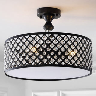 Elise 17" Crystal/Metal Drum Semi-Flush Mount - JONATHAN Y