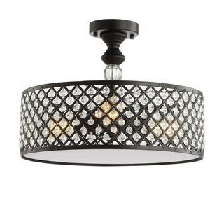 Elise 17" Crystal/Metal Drum Semi-Flush Mount - JONATHAN Y