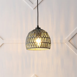 Campana 20" Bohemian Modern Woven Rattan/Iron LED Pendant