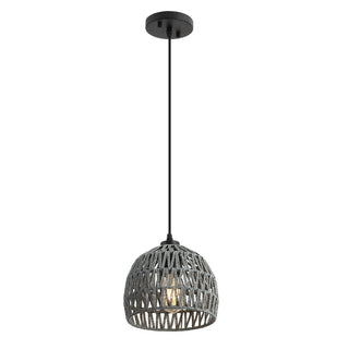 Campana 20" Bohemian Modern Woven Rattan/Iron LED Pendant