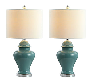 Qin 22" Ceramic/Iron Classic Cottage LED Table Lamp - JONATHAN Y