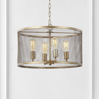 Pen 20" Iron Adjustable Industrial Mesh LED Pendant - JONATHAN Y