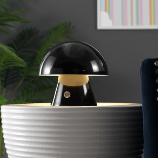 Porcini 7" Contemporary Bohemian Rechargeable/Cordless Iron Integrated LED Mushroom Table Lamp - JONATHAN Y