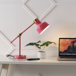 Allegra 18.5" Classic Farmhouse Adjustable Cantilever LED Task Lamp with USB Charging Port - JONATHAN Y