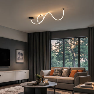 Serafina Contemporary Minimalist 360 Adjustable Silicone Neon Rope Dimmable Linear Integrated LED Flush Mount - JONATHAN Y
