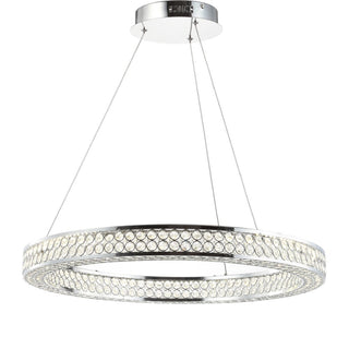Benton 24.7" Round Integrated LED Crystal/Metal Pendant - JONATHAN Y
