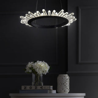 Elsa 24" Adjustable Integrated LED Modern Crystal Pendant - JONATHAN Y