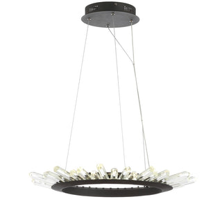 Elsa 24" Adjustable Integrated LED Modern Crystal Pendant - JONATHAN Y