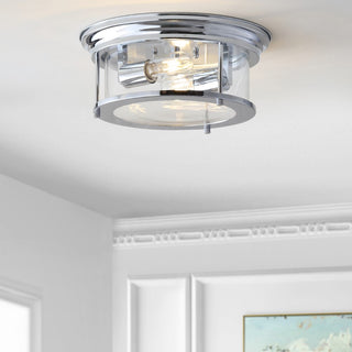 Lauren 13.25" Metal/Glass LED Flush Mount - JONATHAN Y