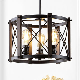 Ferme 16" Adjustable Iron Rustic Farmhouse LED Pendant - JONATHAN Y